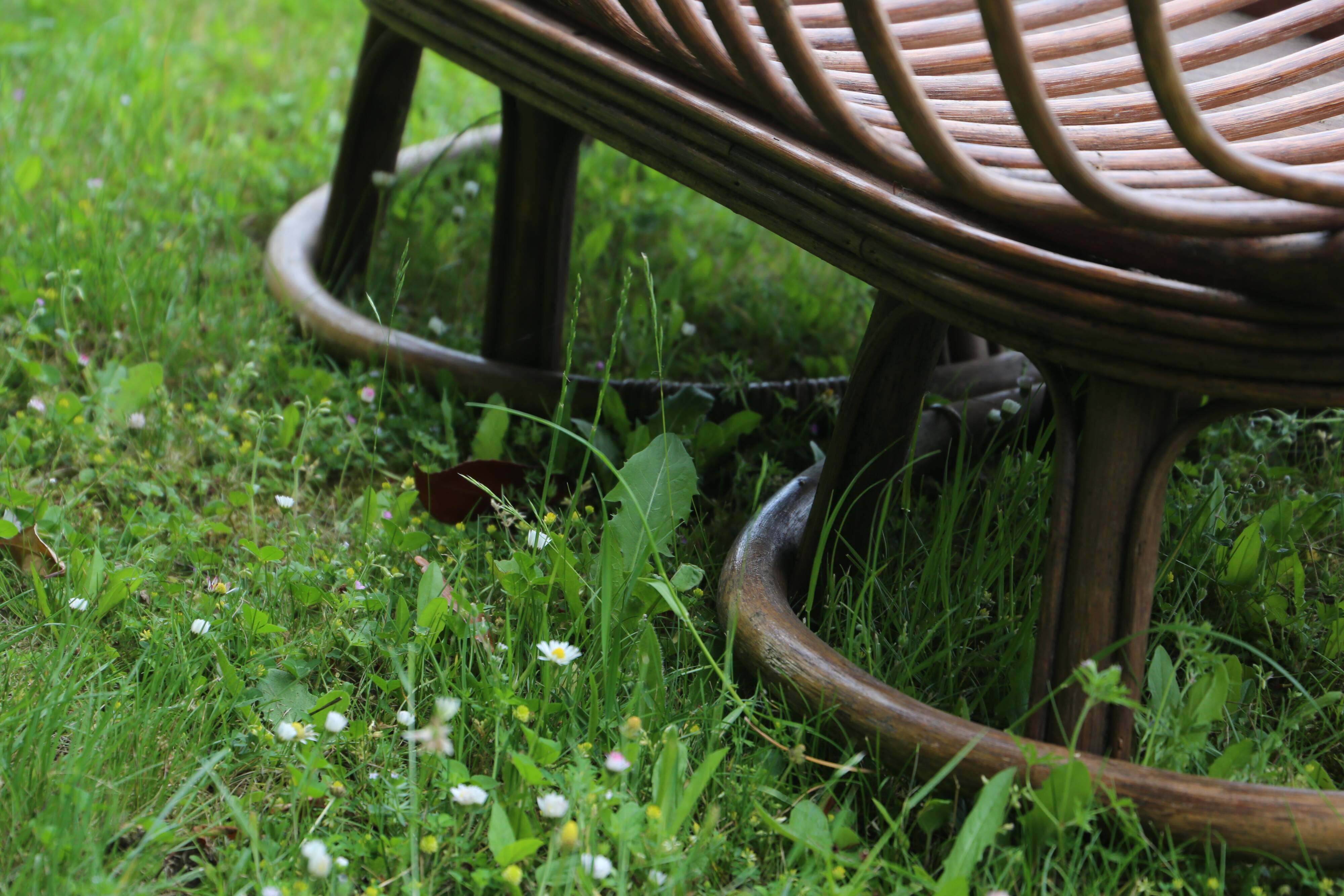 Banquette en rotin deux places, vintage