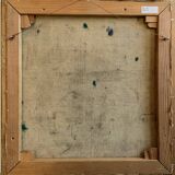 Vintage Oil On Canvas Interior with Woman Signed By Artist W.S., circa 1950s