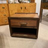 Art Deco Bedside Tables 1980s Zebra Oak Wood Vintage Drawers Lacquered