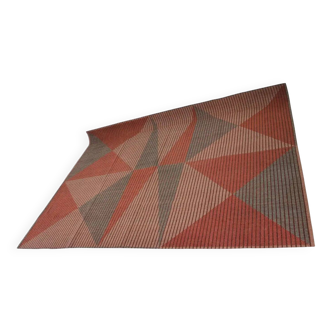 XL midcentury bouclé abstract design geometric rug / carpet, 1950s