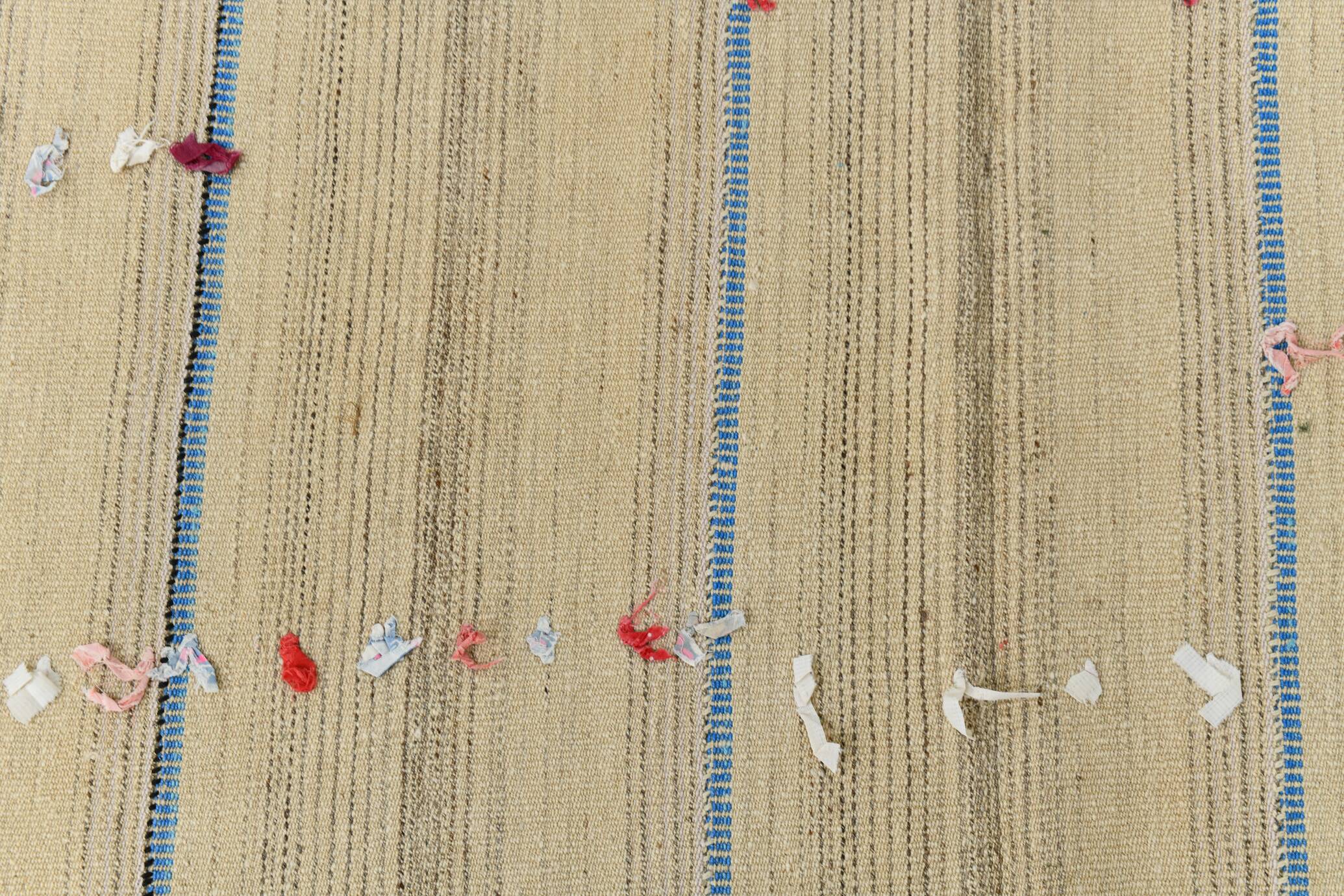 5x8 Turkish Mid Century Modern Cream & Brown Kilim Rug, 151x230Cm