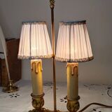 2-light hot water bottle lamp in gilded brass, bedside lamp, desk lamp