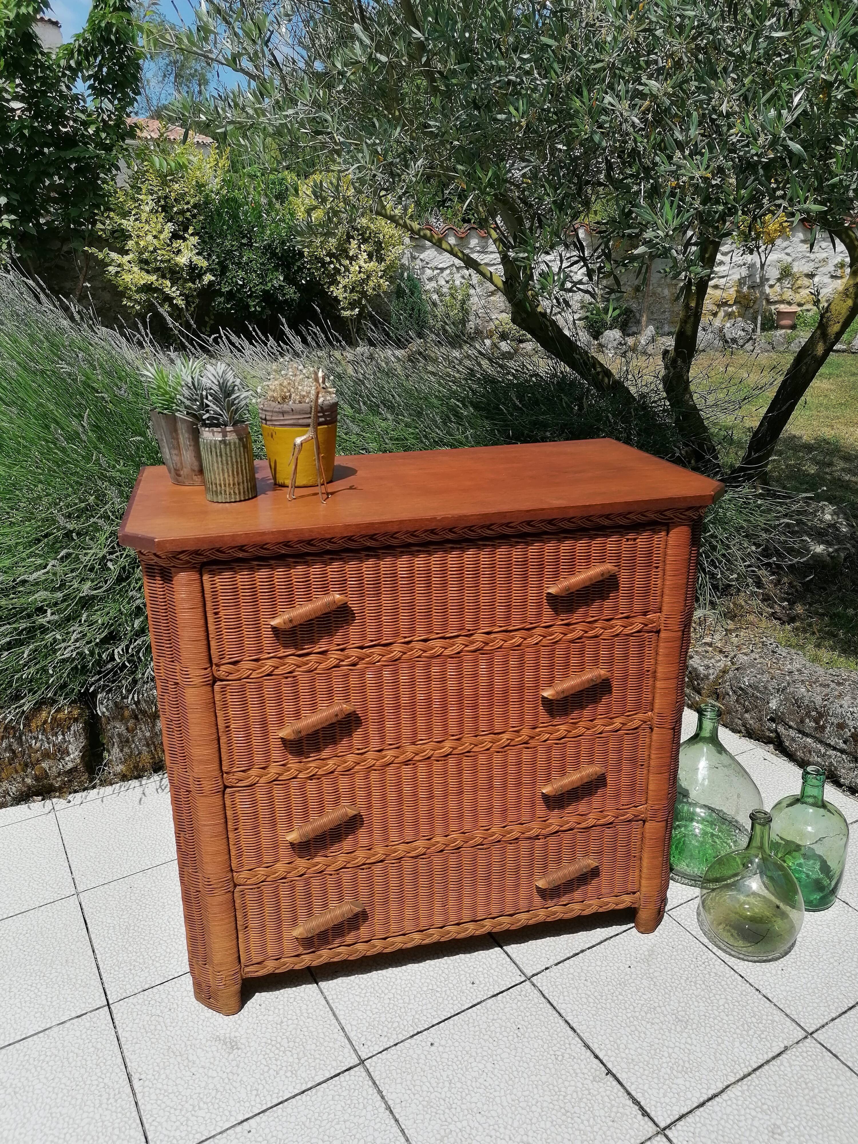 Vintage wicker dresser