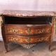Louis XV style commode – floral marquetry – marble top – gilded bronzes