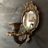 Pair of antique bronze candle holders