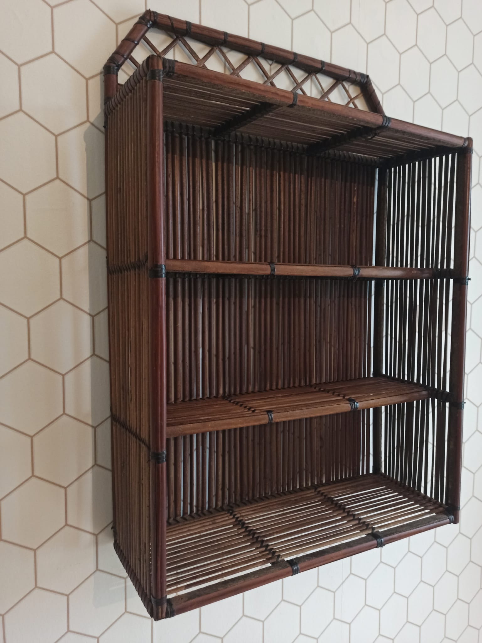 Rattan and bamboo shelf