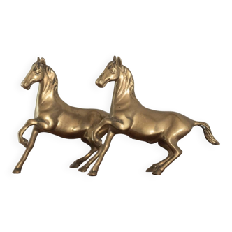 Pair of vintage brass horses