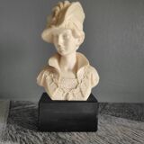 Elegant woman bust with alabaster shawl and black base of the 1950s