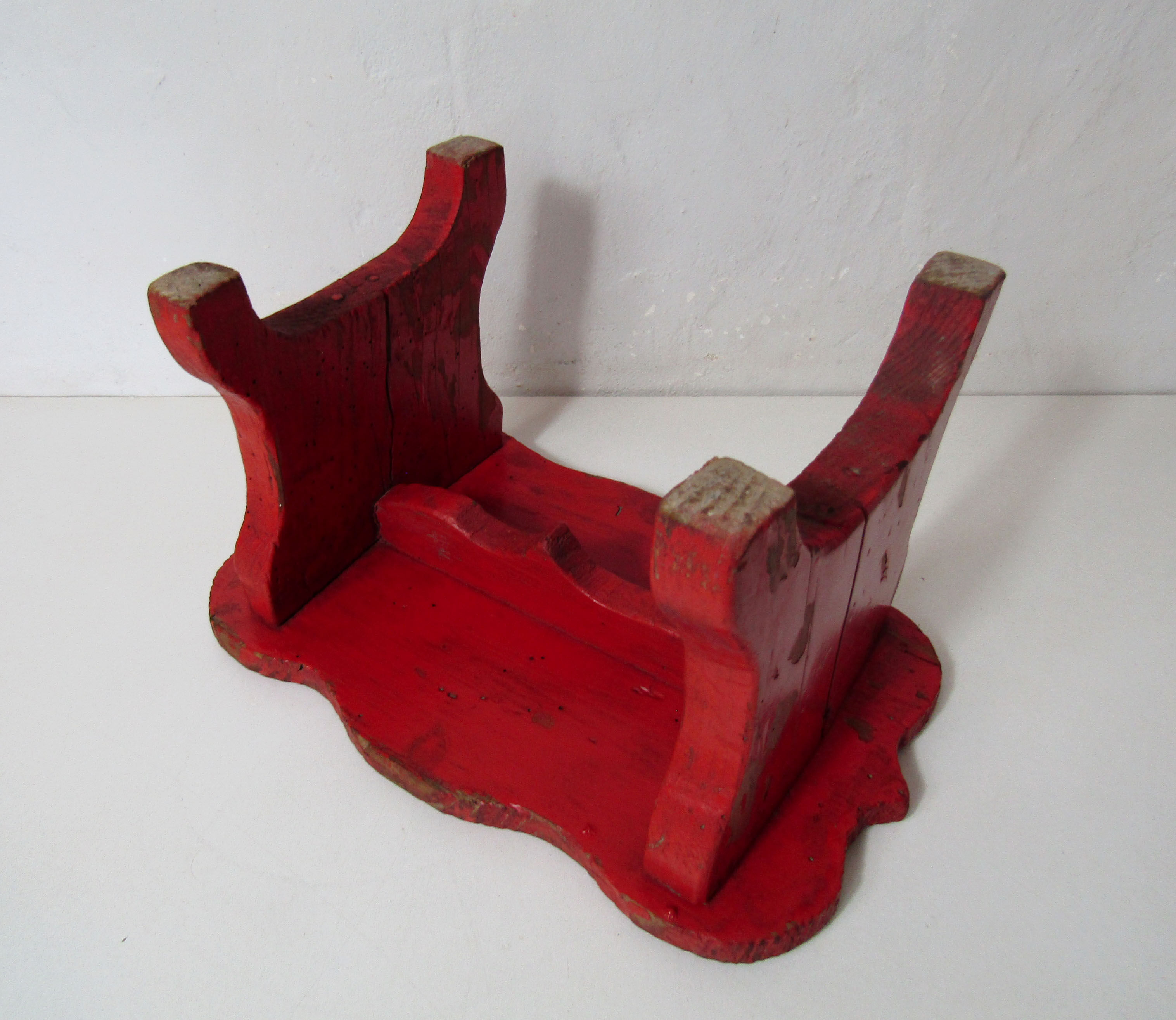 Old wooden bench red vintage vermilion