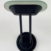 Pair of vintage wall lights in black metal and frosted glass, Italy 1980.