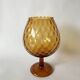 Paire de vases en verre ambré facetté années 70