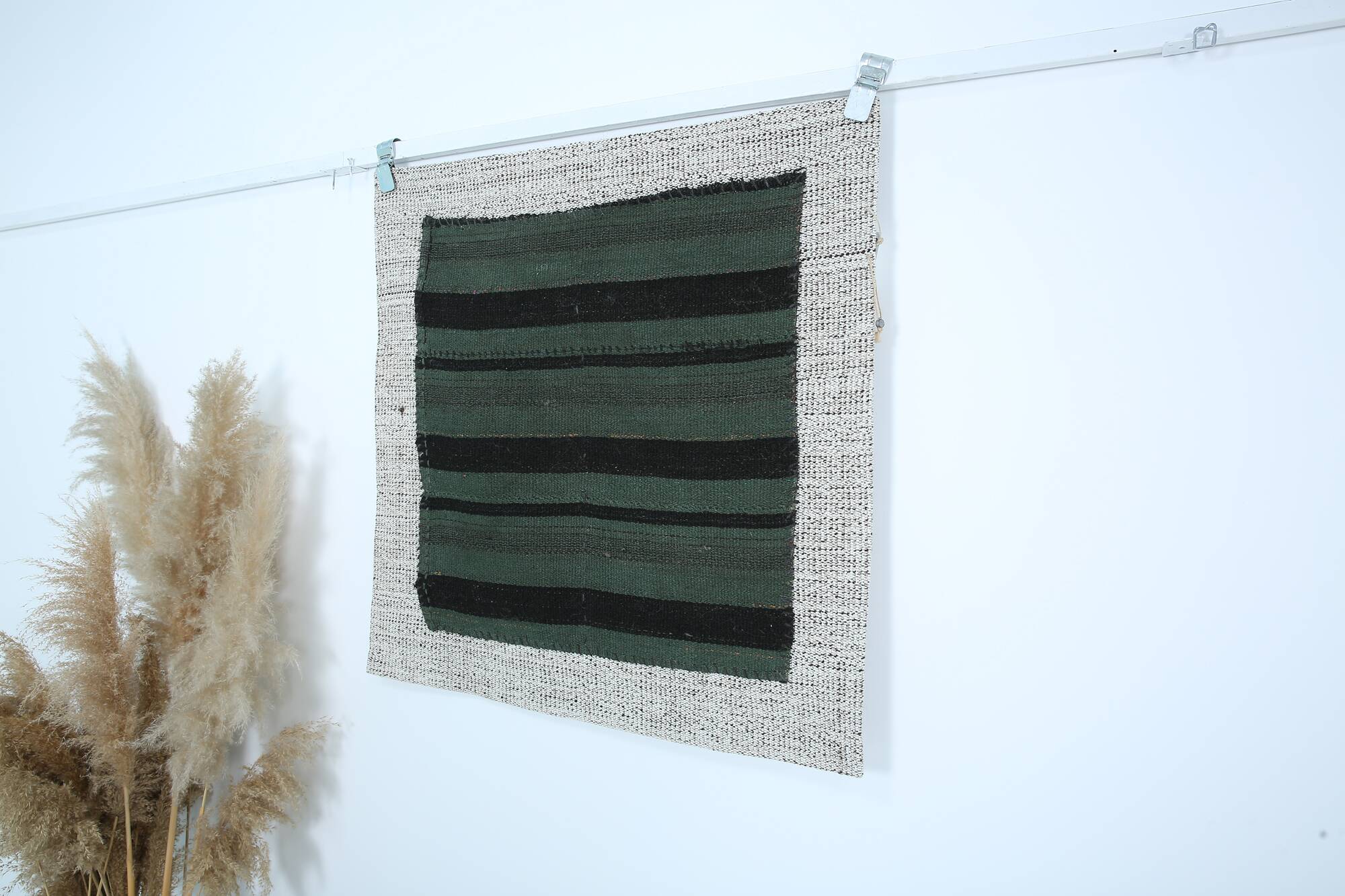 Green & Black Vintage Kilim Rug, 86x86Cm
