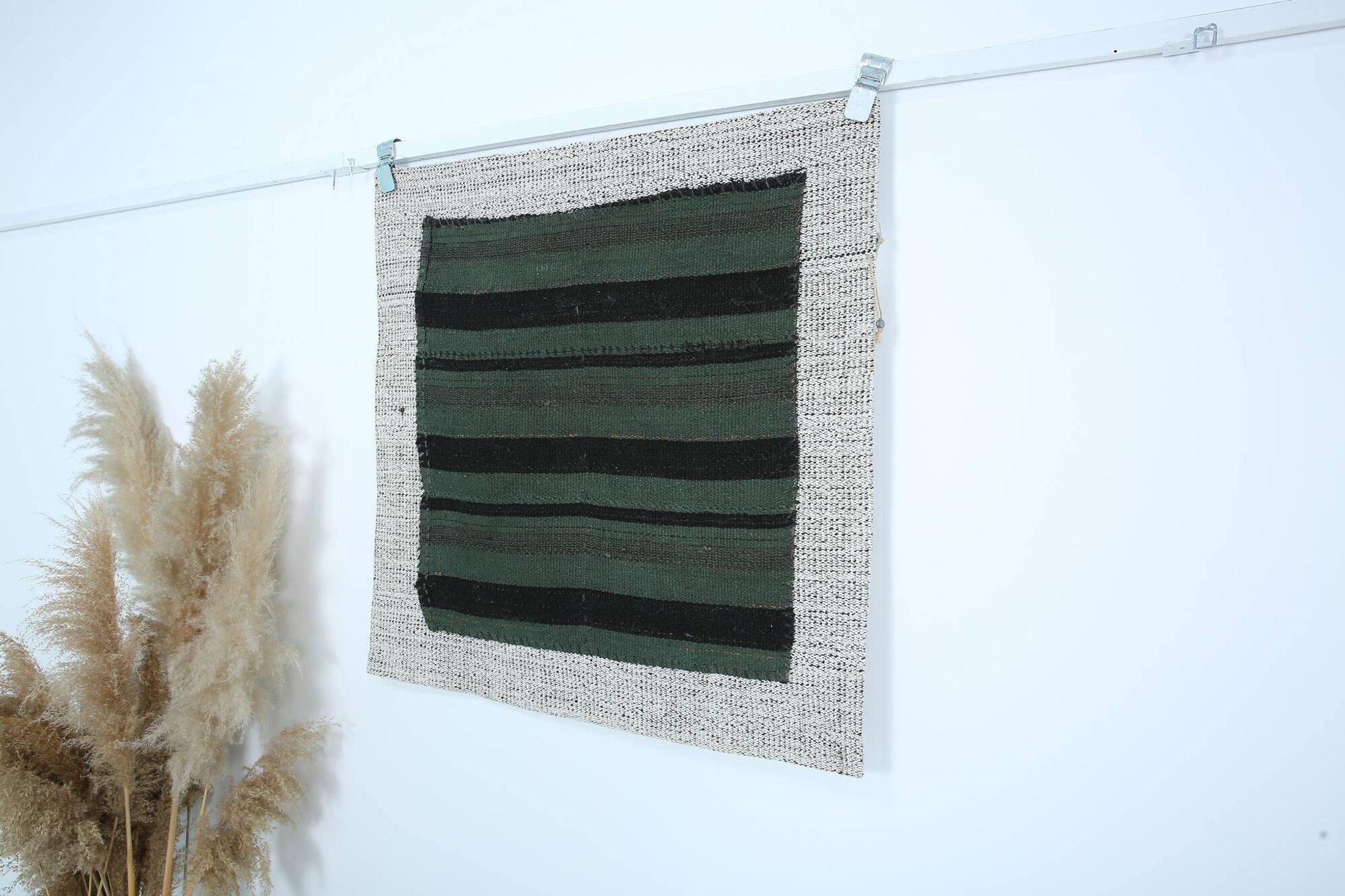 Green & Black Vintage Kilim Rug, 86x86Cm