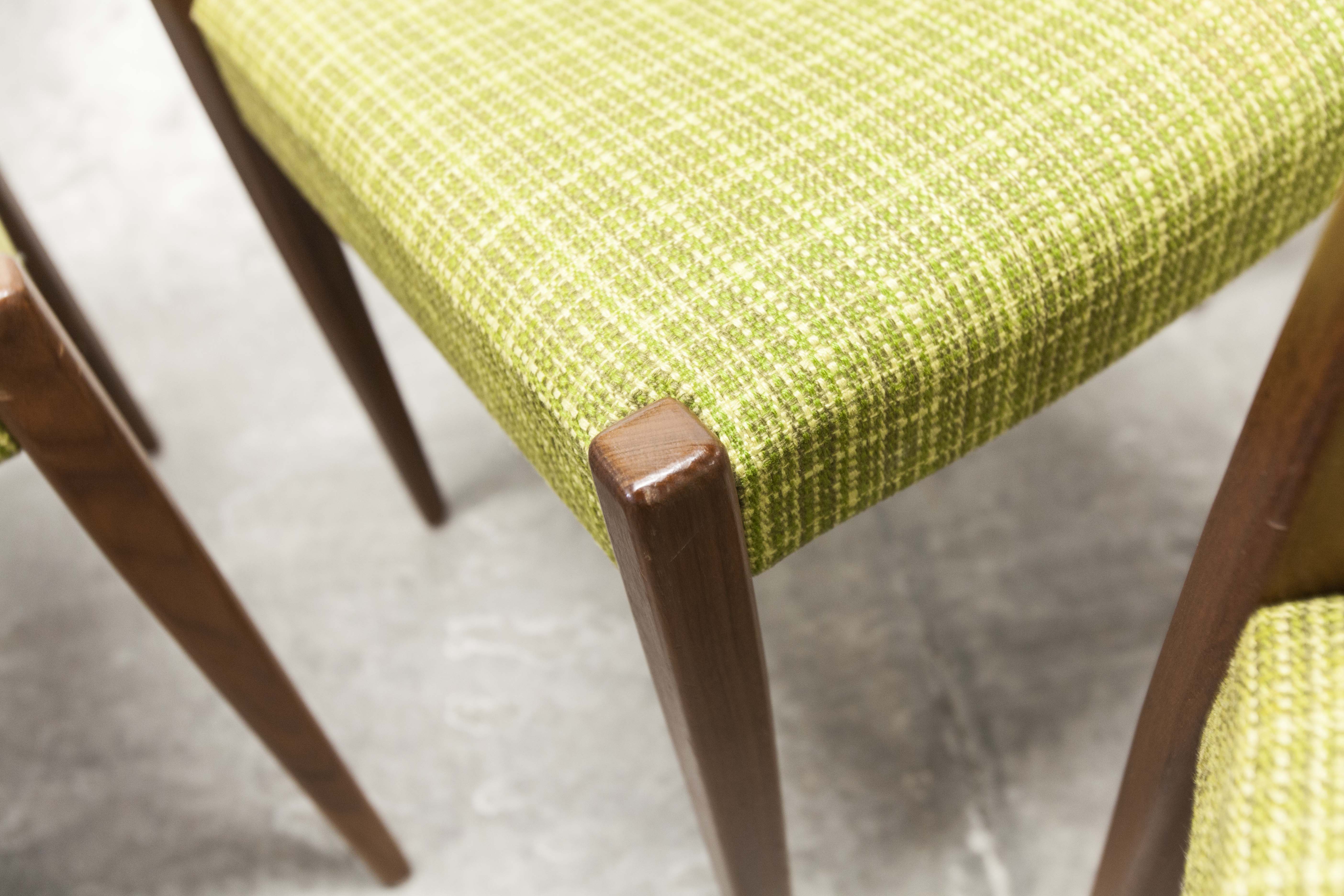 Lot of 6 teak and fabric chairs