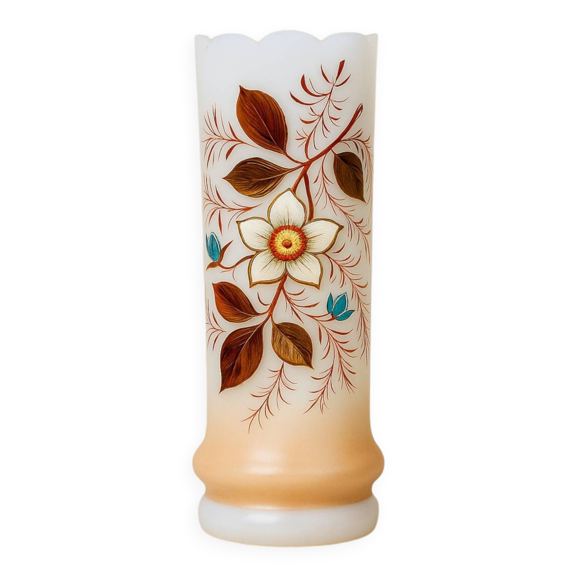 Antique enamelled opaline vase