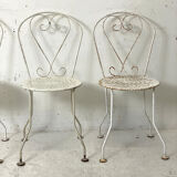 Set of 4 vintage wrought iron garden chairs 60's