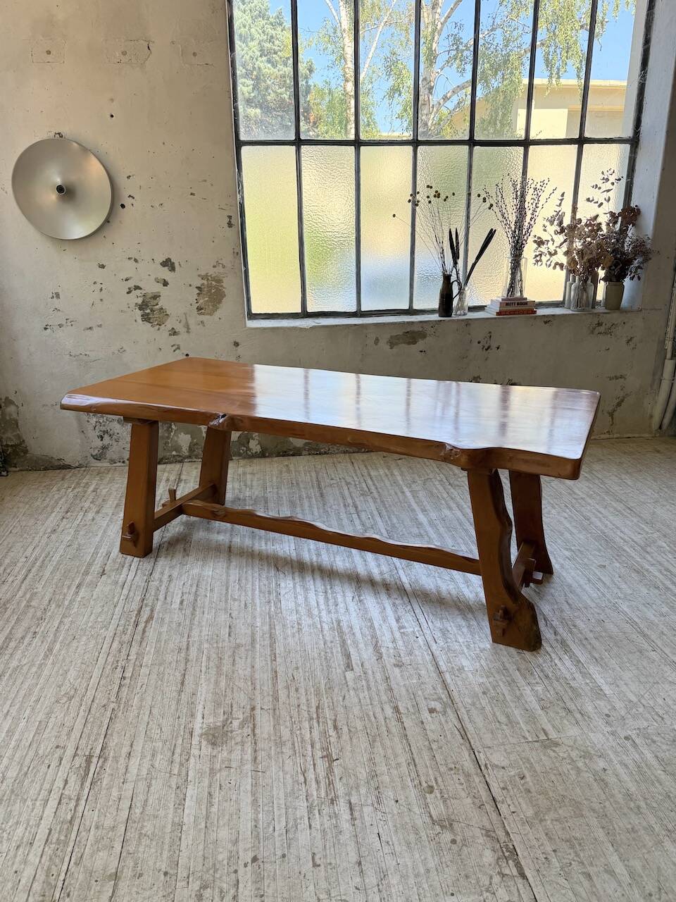 Aranjou farmhouse table in blond elm, 1950s