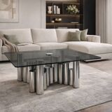 Tavolino Marco Zanuso - Design anni '70 - Cromo e Vetro Fumè