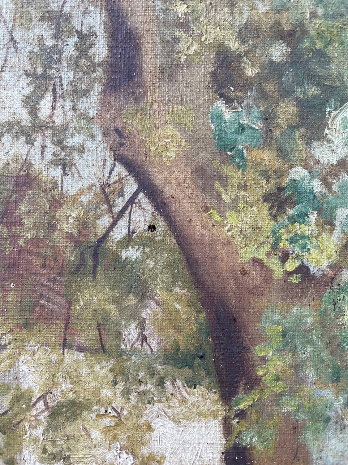 Painting of a countryside landscape in oil on canvas.