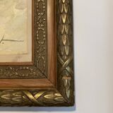 Old painting "Marine with boats" signed Marie Piat, 1930s-40s