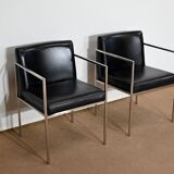 Pair of square armchairs, imitation leather – 1970