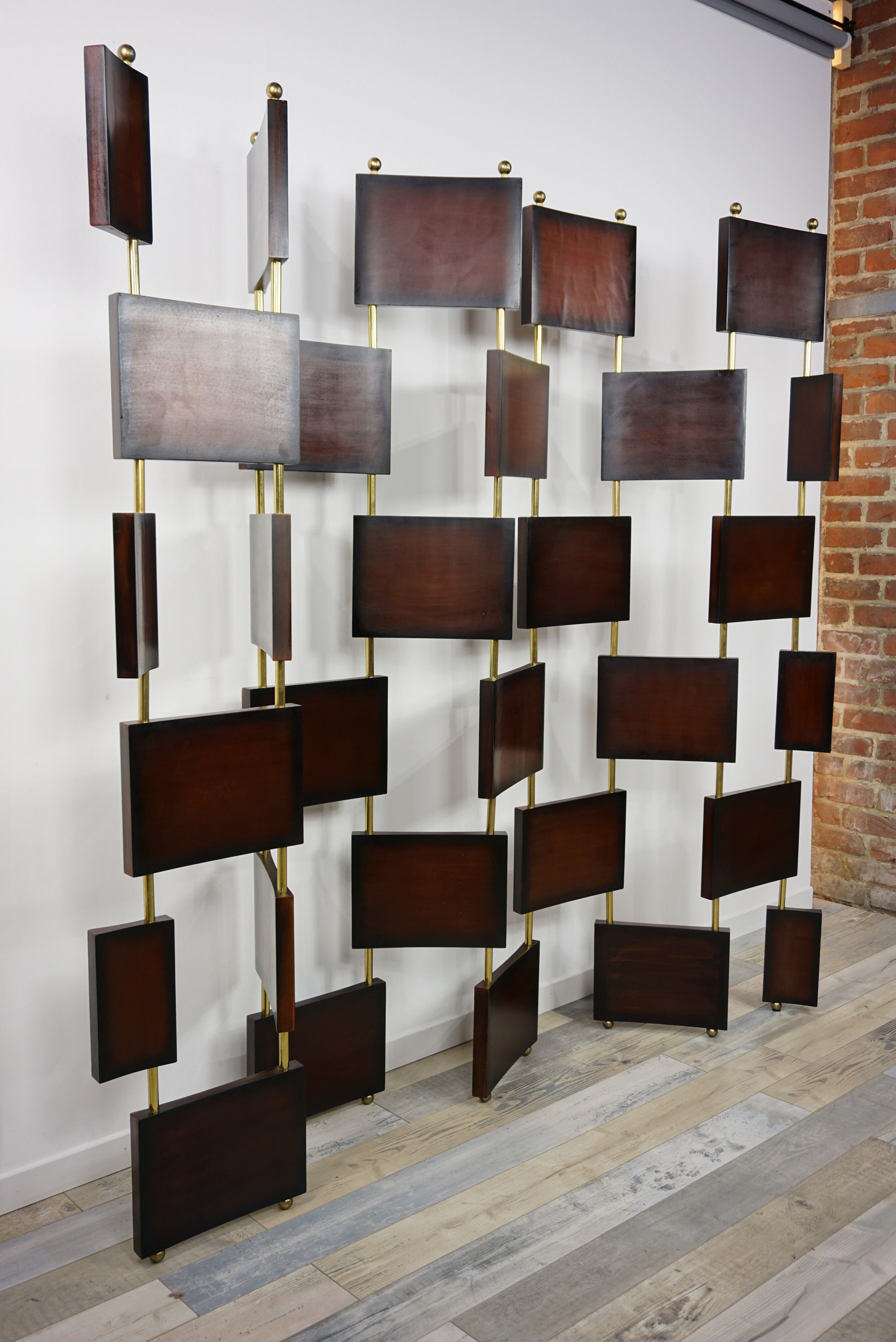 Wooden and brass screen