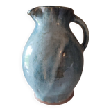 Blue crackle glaze stoneware pitcher