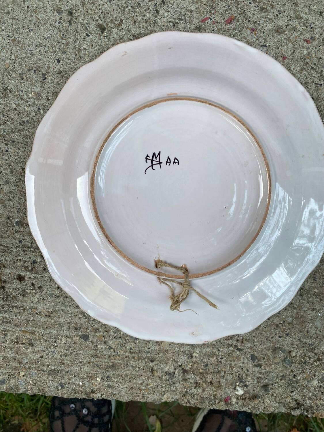Old rare Moustiers plate, SM AA signature