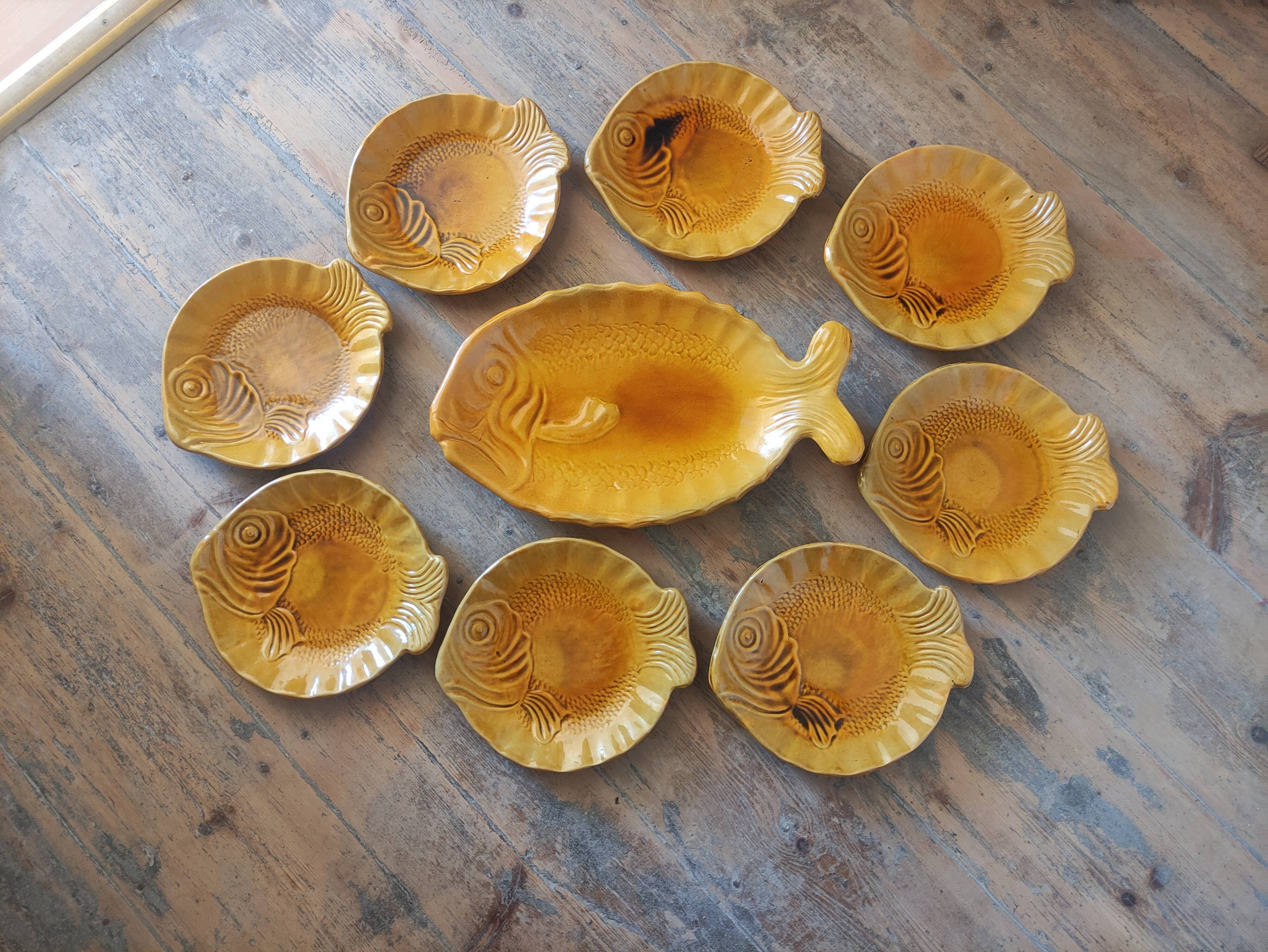 Vintage vallauris ceramic fish service