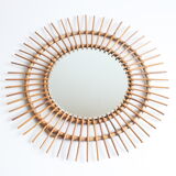 Rattan sunburst mirror 70cm, 1950