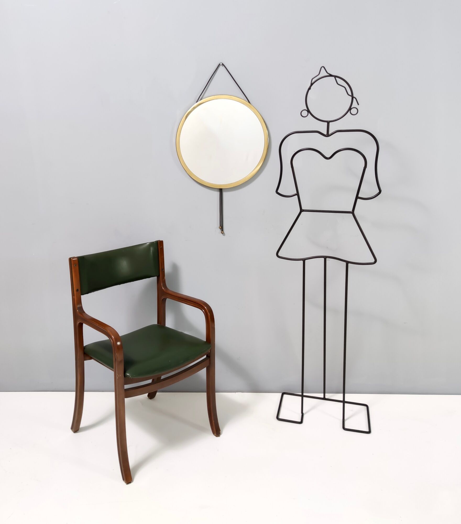 Vintage round wall mirror mod. "vipera" by corrado corradi dell'acqua, italy