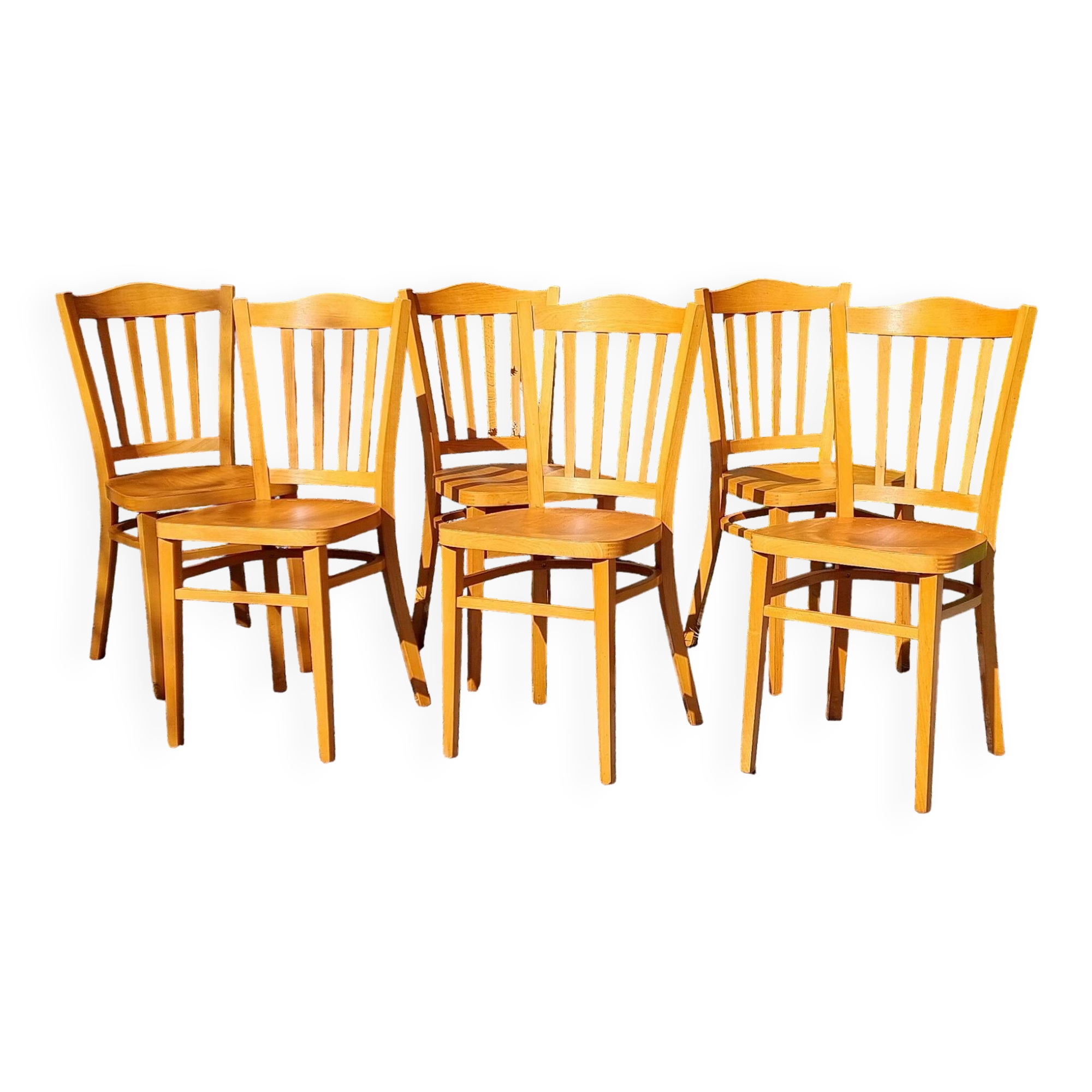 6 bistro chairs in curved beech from the 70s