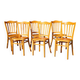 6 chaises bistrot en hêtre courbé années 70