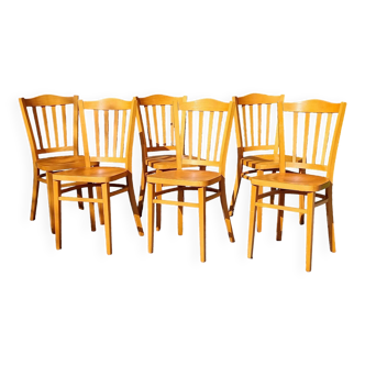 6 bistro chairs in curved beech from the 70s
