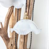 Paire de lampes baladeuses avec globe en opaline