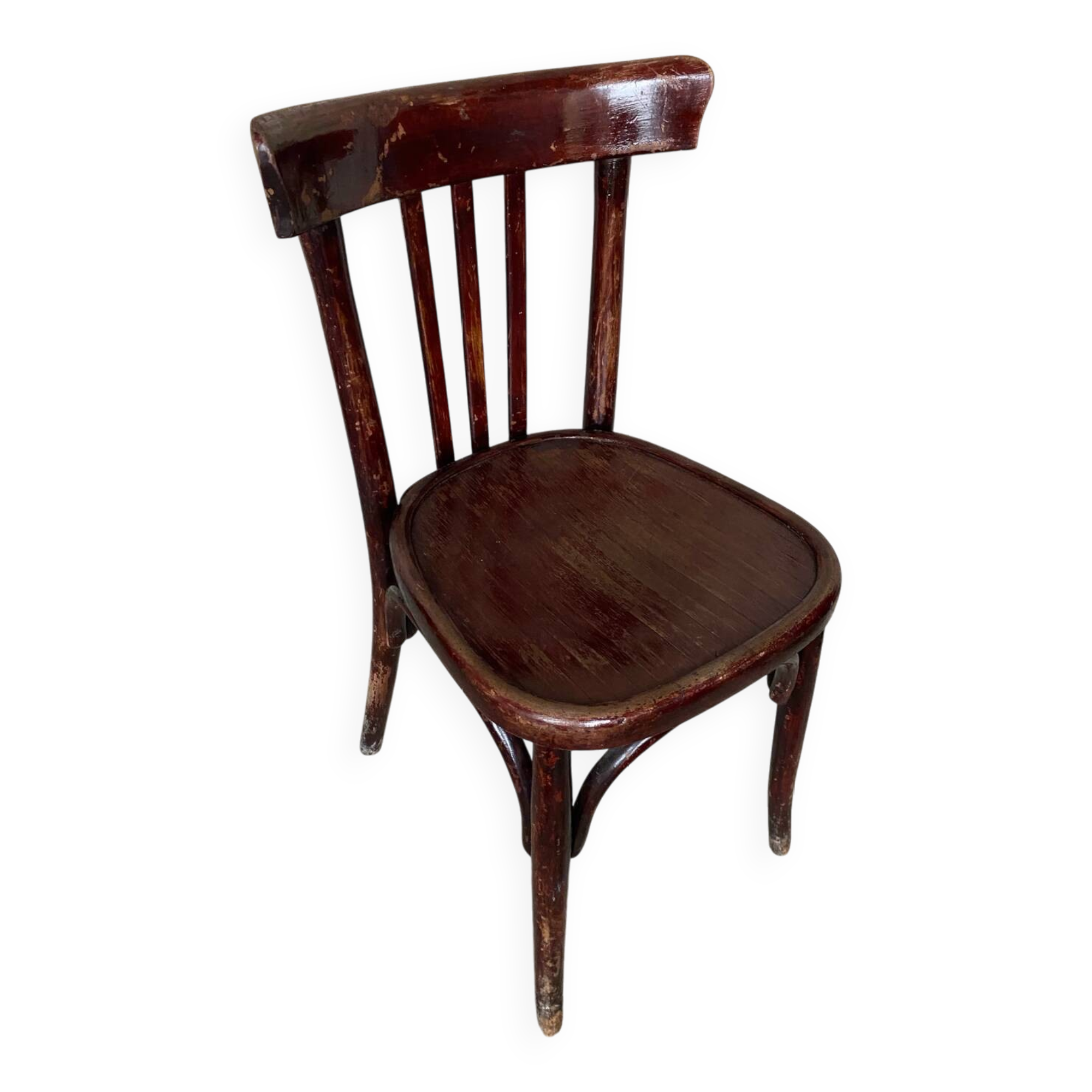 Antique bistrot chair wood curved back vintage