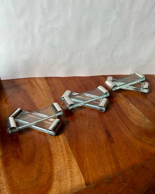 6 Crystal / Silver Metal Knife Holders - DLG Adnet