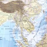 Vintage map Asia China Japan USSR India 43x43cm from 1950