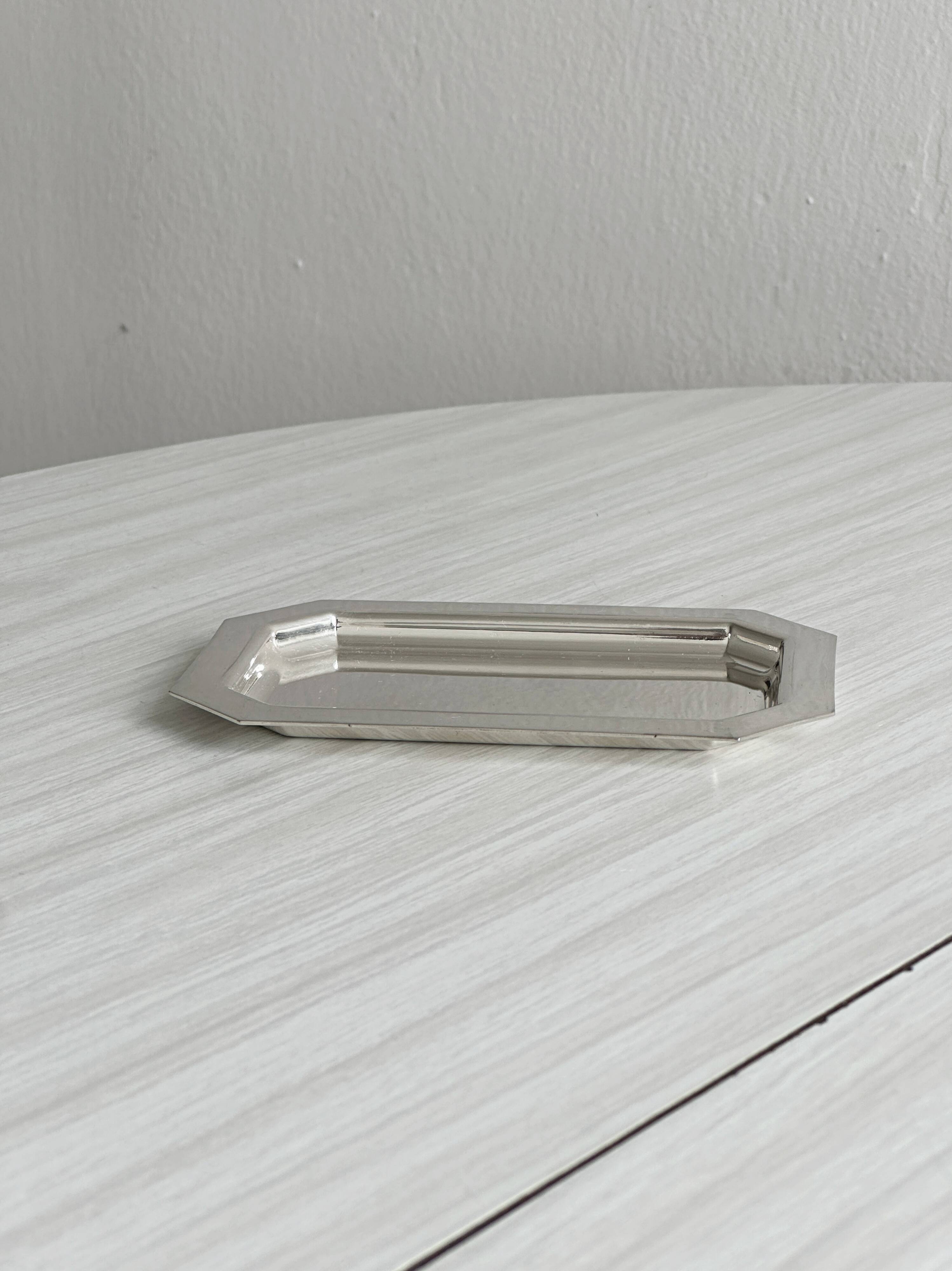 Set of 6 small silver-plated trays