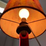 Large red Murano style Italian blown glass lamp and seventies lampshade from the 70s