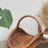 Large old woven wicker log basket
