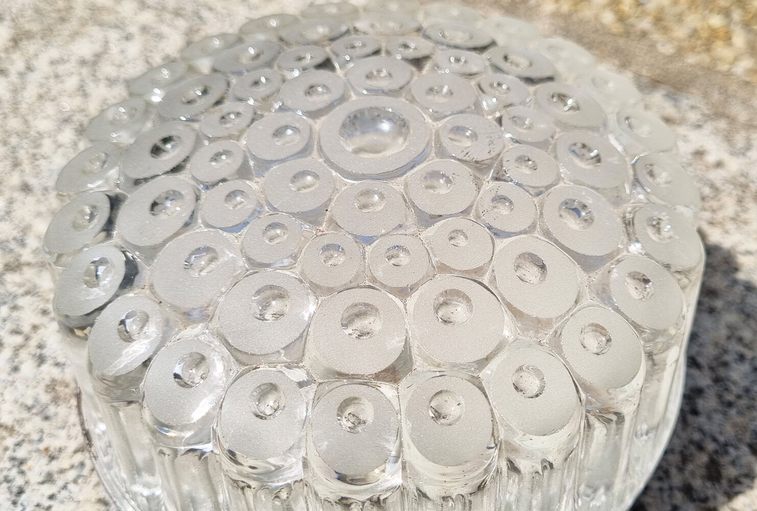 Pair of aluminum and glass wall lights, vintage 50s