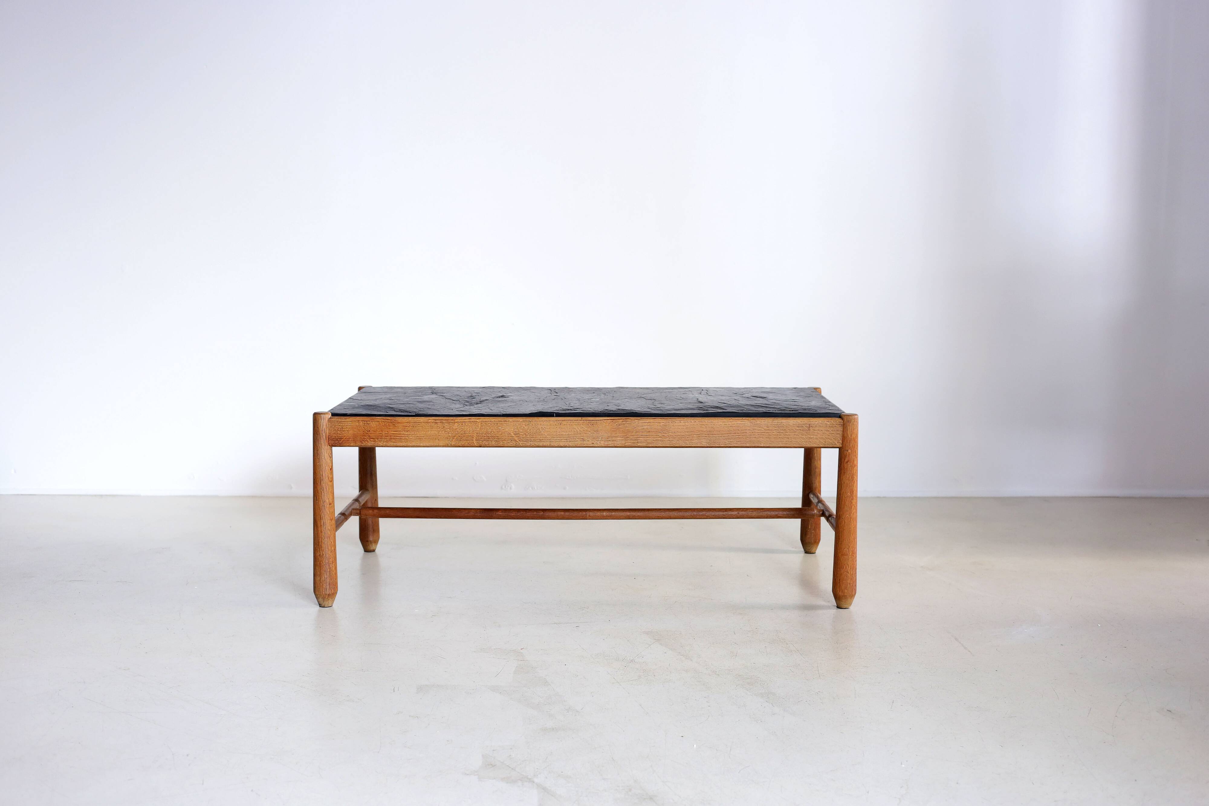 Brutalist Scandinavian coffee table, slate top.