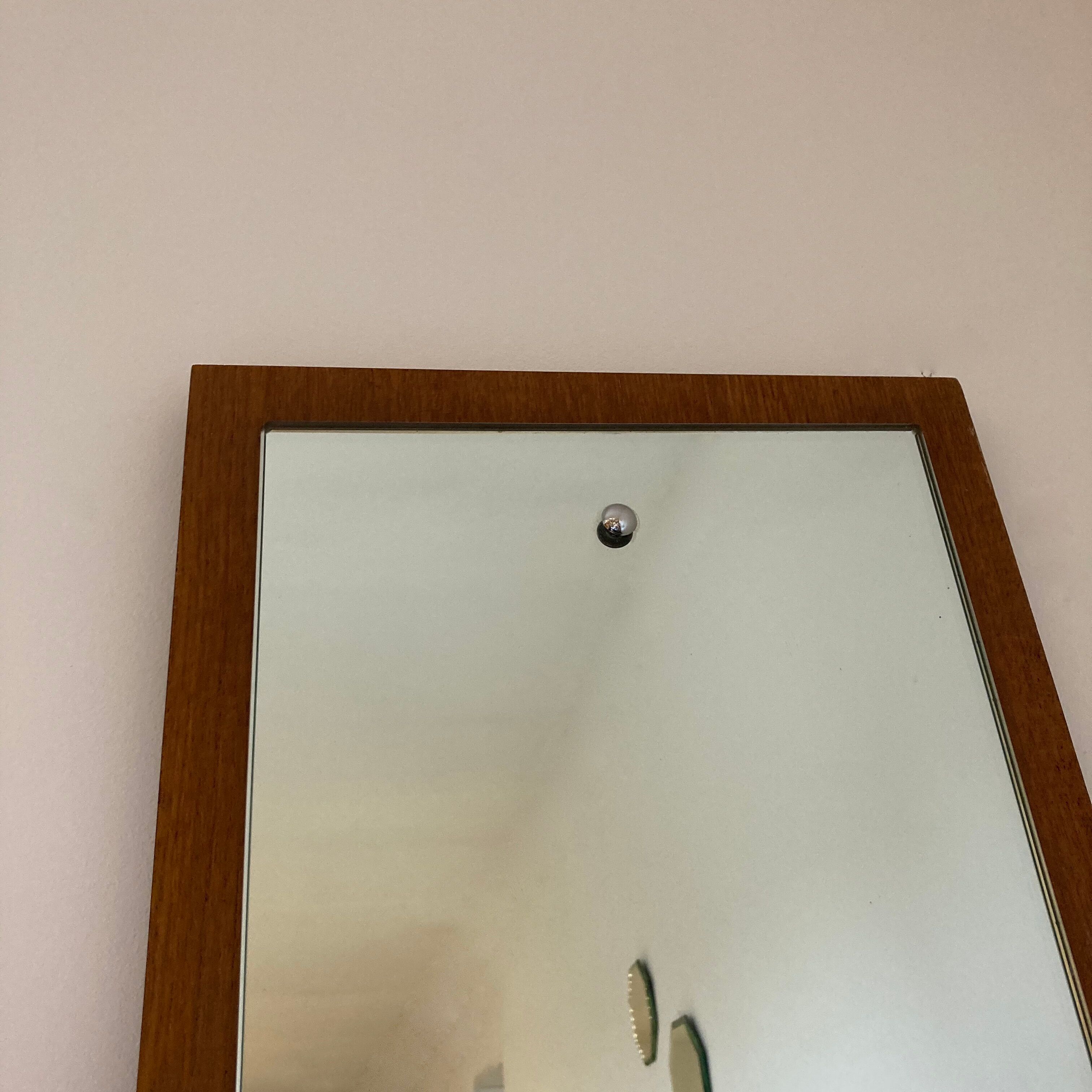 Clean vintage teak mirror - 60x29cm