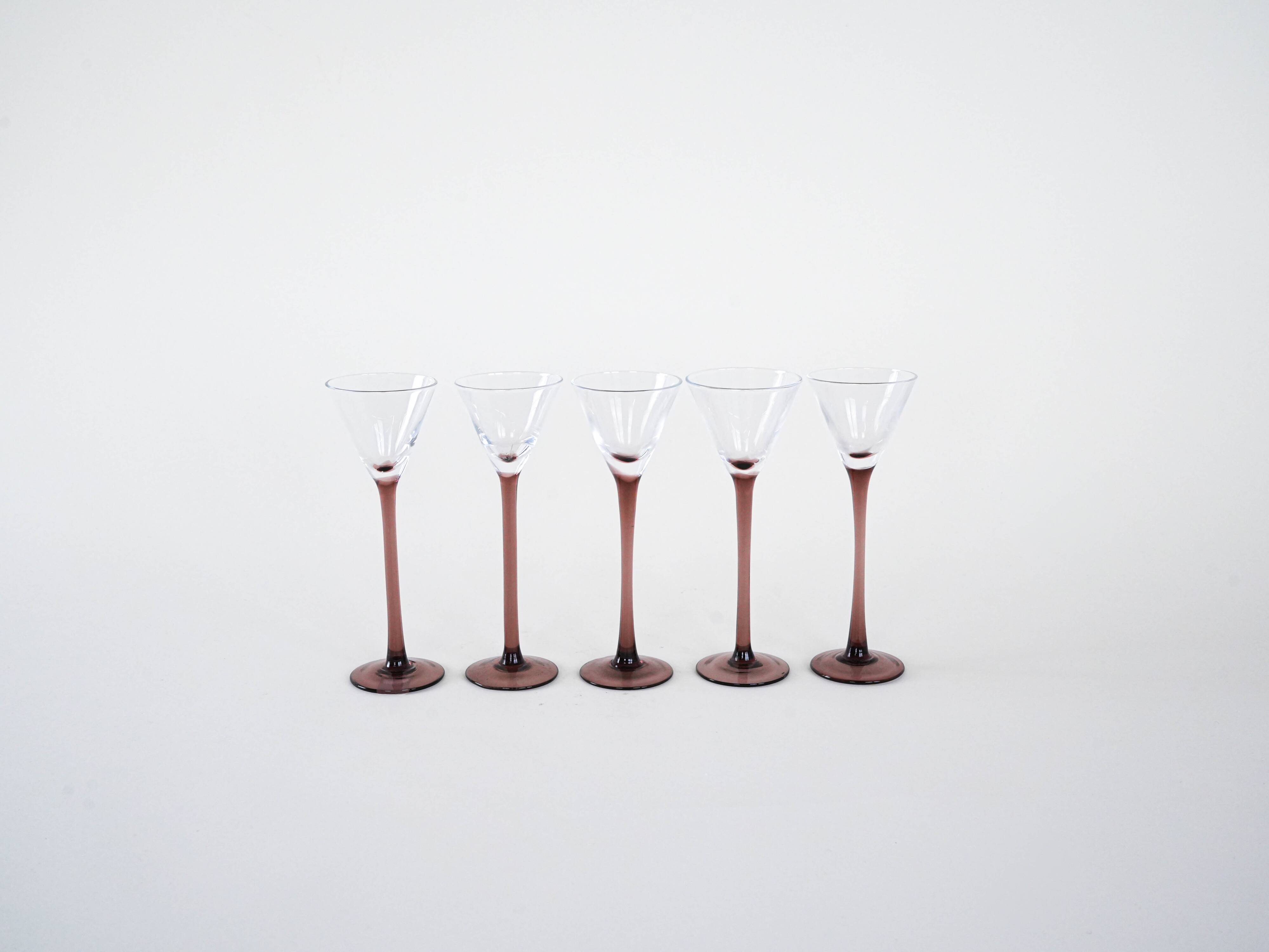 Set of five glasses, Danish design, 1970s, manufactured in Denmark
