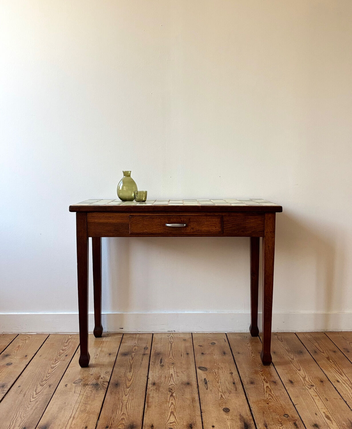 Vintage wood and ceramic table