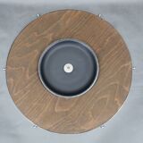 Art Deco swivel serving tray, chrome glass wood, Czechoslovakia 1930s