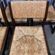 6 wooden vintage chairs dark wood rush