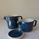 Teapot and milk jug, selfish, stackable. Sarreguemines. 1980s.