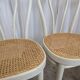 Set of 4 Vintage Thonet Style Dining Chairs: White Wood & Cane Seat